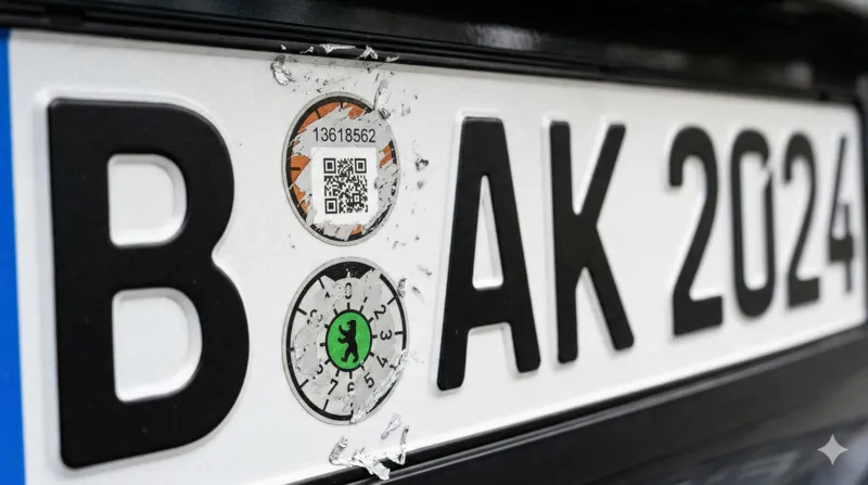 Sicherheitscode unter der Kennzeichen-Plakette